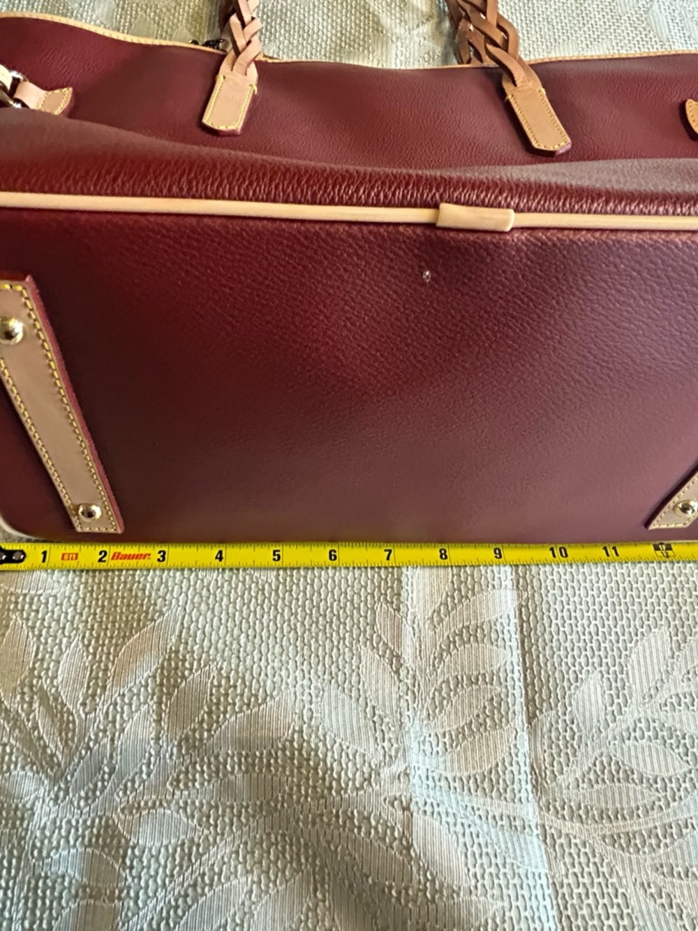 Dooney & Bourke Burgundy Tote with Tan Trim EVA BAILEY TOTE - Picture 7 of 16